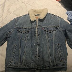 Levi's Blue Denim Jacket with Cream Sherpa Collar